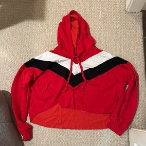 Red cropped hoodie